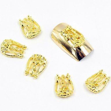 nananana 100PCS 3D Gold Nail Jewelry Vintage Lovely Crown for False Acrylic Molds Nail Art Decorations