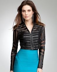 Chevron Leather & Mesh Jacket