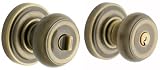 Baldwin 5210.050.ENTR Colonial Knob Keyed Entry Set, Satin Brass and Black
