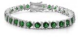 Silver Bracelet with CZ - Emerald - Length: 7.5 inches
