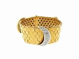 Honeycomb Bracelet with Diamond Moons by Estate
