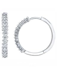 0.50Ct Round Diamond Hoop Earrings 14K Gold