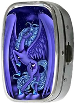 Turekk Custom My Little Pony Princess Luna Personality Style Sliver Stainless Steel Square Pill Box Pill Case Vitamins Organizer
