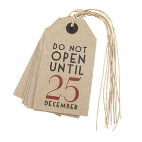 Luggage Tags - Do Not Open Till 25 December 6pk Brown