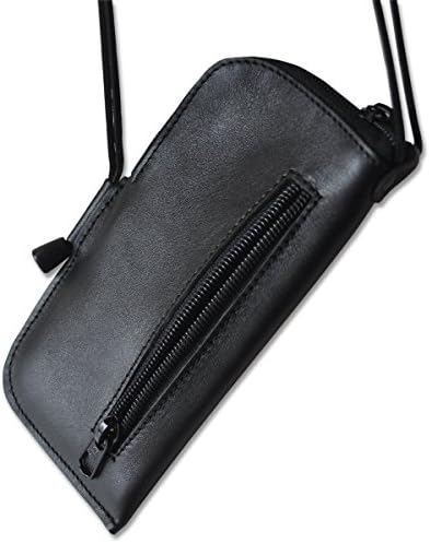 Black mini messenger bag Apple iPhone 6 Plus genuine leather case cover wallet with neck strap sleeve pocket