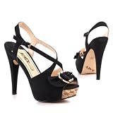 Damen Schuhe, PUMPS, SANDALETTEN PLATEAU HIGH HEELS, LL2239, Synthetik in hochwertiger Leder Optik0