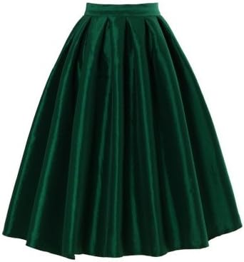 Mabella Women's Fashion A Line High Waist Flare Pleated Long Midi Bubble Skirt