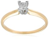  : 10k Yellow Gold Princess Cut Solitaire Diamond Engagement Ring (1/3 ct, J-K Color, I2-I3 Clarity), Size 7