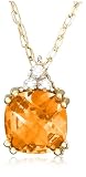 10k Yellow Gold, November Birthstone, Citrine and Diamond Pendant