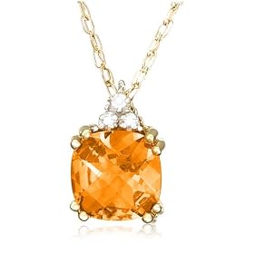10k Yellow Gold, November Birthstone, Citrine and Diamond Pendant by 