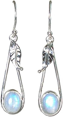 Moonstone Leaf Earrings - Hook