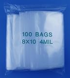 8" x 10" 4 Mil Clear Zip Lock Bags, Pack of 100