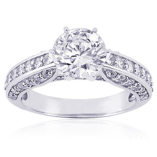 1.10 Ct Round Diamond Wedding Ring Pave-Set 14K SI1 EGL
