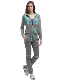 Doublju Womens Hood Sweatshirt & Pants Set with Big Letters
