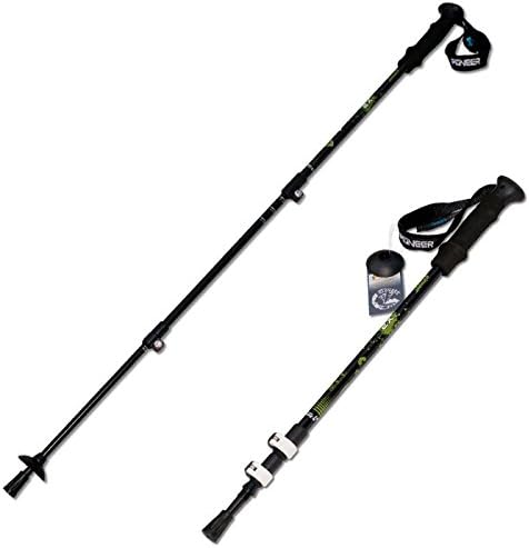 Trekking Climbing Sticks Folding Outdoor Ultralight Aluminum 3-Section Alpenstock for Travel Hiking Backpacking Walking with EVA Foam Handle - Black