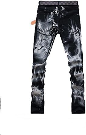 TongFei Men's Print Color Ripped Painted Hip Hop Jeans 29