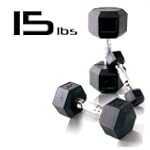 15lb Rubber Coated Hex Dumbbell