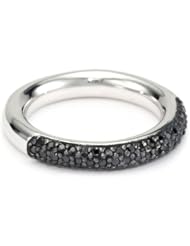 Giorgio Martello "Stackable Ring" in Sterling Silver with Rhodium and Black Pave Cubic Zirconium Ring