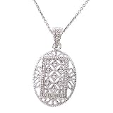 Filigree Oval Sterling Silver Pendant Bridesmaid Jewelry