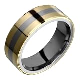Clio Titanium Ring with 14K Gold Double Inlay