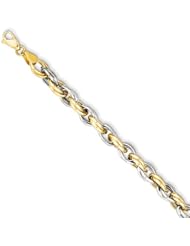 14k Two-tone Fancy Hollow Link Bracelet, Best Quality Free Gift Box Satisfaction Guaranteed