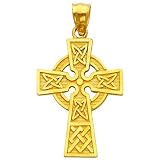 14K Yellow Gold Celtic Cross Charm Pendant