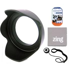 52mm Digital Tulip Flower Lens Hood For Canon EF-S 60mm f/2.8 Macro USM Digital SLR Lens + Cap Keeper + MicroFiber Cleaning Cloth + LCD Screen Protectors