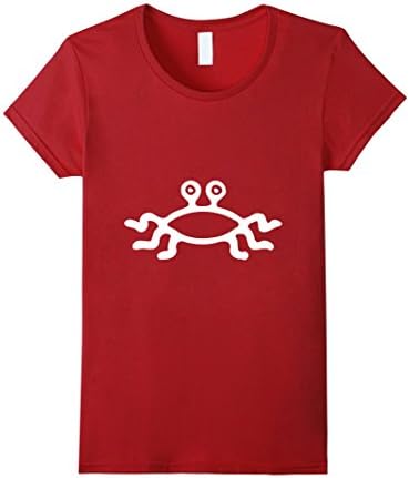 Women's Flying Spaghetti Monster FSM T-Shirt Atheist Logo Tee Large Cranberry