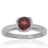 10k White Gold Garnet Semi-Bezel Ring