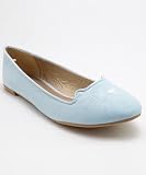Qupid Salya-637 Embroidered Kitty Cat Loafer Flat LIGHT BLUE (6)