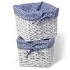 Burlington Baby Small White Willow Basket Set with Liner, Navy