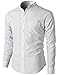 H2H Mens Casual Slim Fit Oxford Mandarin Collar Button-down Shirt With Pocket