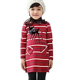 （ワボーズ） Waboats子供セット　ガールストライプ柄子供長袖シャツとウサギ柄レギンス　 花柄 発表会 結婚式 入園式 演奏会　セット　レッド　110