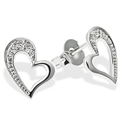 Goldmaid Damen-Ohrstecker Herzen 333 Wei�gold 10 Diamanten 0,06ct He O4784WG