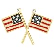 Brass Enamel American Flags Pin with Clear CZ 28x40mm