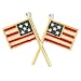 Brass Enamel American Flags Pin with Clear CZ 28x40mm