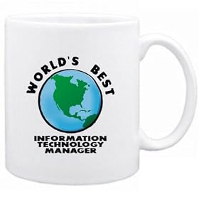 WORLD'S BEST Information Technology Manager - globe Occupations Tasse (Blanc, C�ramique, 325 ml)