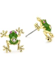 Betsey Johnson Green and Gold Frog Stud Earrings