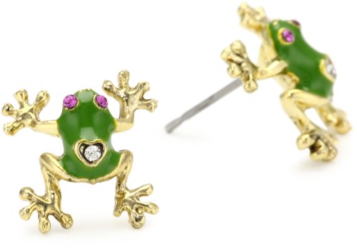 Huge save onbetsy johnson jewelery Betsey Johnson Green and Gold Frog Stud Earrings