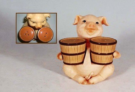 Decorative Pig Salt + Shaker Set