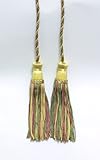 UPC 044700024454 product image for Set of 2 Light Gold, Dusty Rose, Green Double Tassel / Tassel Tie with 4