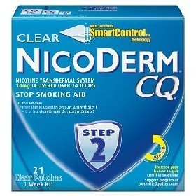 Clear Nicoderm CQ 21 mg Nicotine Patch Smoking Cessation - Step 2 - 21 Patches (3 Week Kit) - 2 Pack - Total 42 Paches
