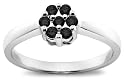 10k White Gold Black Diamond Flower Ring (1/4 cttw)