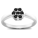 10k White Gold Black Diamond Flower Ring (1/4 cttw)