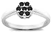 10k White Gold Black Diamond Flower Ring (1/4 cttw)