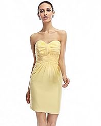 Strapless Sweetheart Short Chiffon Sheath Cutout Lace Natural   Waistline Bridesmaid Dress 