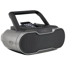iLive Portable Music System Boom Box with Docking Station and Recharger for iPod (Black) by iLive