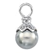 14K White Gold Tahitian Cultured Near Round Grey "B" Quality Pearl Pendant