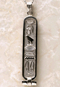 Sterling Silver Personalized Cartouche Pendant: Up to 7 hieroglyphic symbols - Solid Style Hand-made in Egypt by special order.