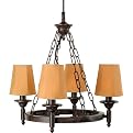 4 Light Portable Outdoor Chandelier - Cognac Finish with Ochre Shades